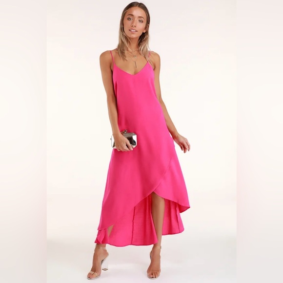 Lulus Sweet Surprise Bright Pink High-low Maxi Dress - Size XL - Picture 4 of 7